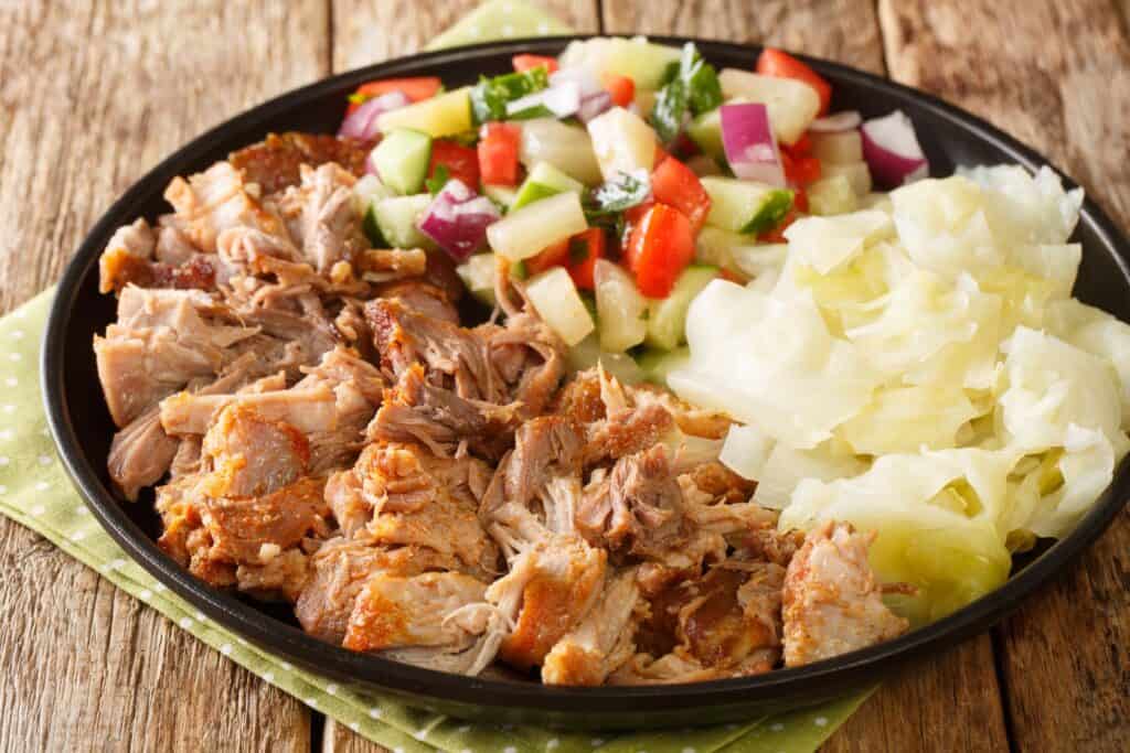 A classic Hawaiin dish of Kaula Pig, a pulled pork dish in Hawaii